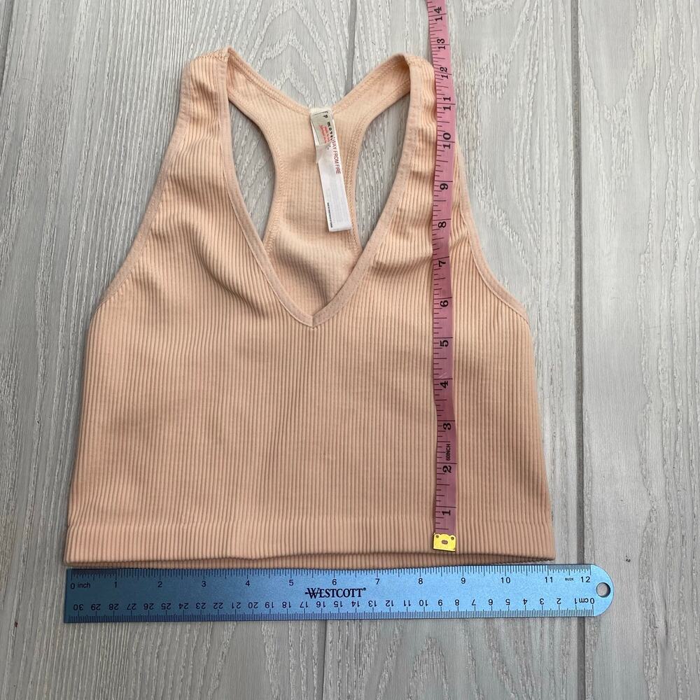 Free People Movement Nude Tan Free Throw Ribbed Crop Tank Top Size Small - Picture 5 of 10
